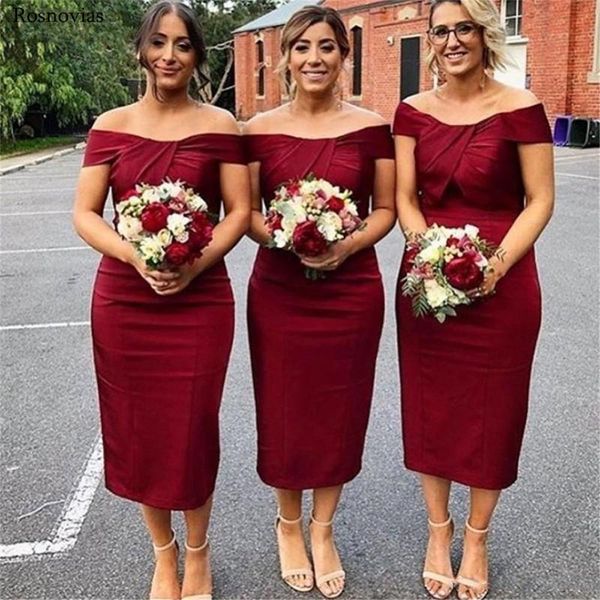 new burgundy tea lenght bridesmaid dress off the shoulder with sleeves ruched bridesmaid prom evening party dresses, White;pink
new burgundy tea lenght bridesmaid dress off the shoulder with sleeves ruched bridesmaid prom evening party dresses, White;pink