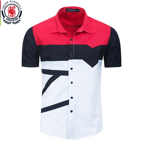 fredd marshall 2020 new fashion patchwork shirt men 100% cotton casual printed shirts short sleeve color block shirt 558922, White;black
fredd marshall 2020 new fashion patchwork shirt men 100% cotton casual printed shirts short sleeve color block shirt 558922, White;black