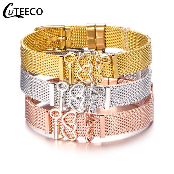 cuteeco rose gold silver color stainless steel mesh ladies charm bracelet love beads fit brand bracelet for women jewelry, Golden;silver
cuteeco rose gold silver color stainless steel mesh ladies charm bracelet love beads fit brand bracelet for women jewelry, Golden;silver