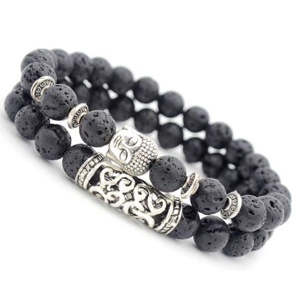 3 colors volcanic rock energy stone fotou stone combination bracelet multi-circle fozhu hand string 2pcs/set ing, Black 
3 colors volcanic rock energy stone fotou stone combination bracelet multi-circle fozhu hand string 2pcs/set ing, Black
