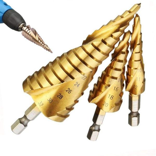 vastar 3pcs hss titanium coated step drill bit metal 3-12mm 4-12mm 4-20mm cone cut high speed steel wood drilling power tools
vastar 3pcs hss titanium coated step drill bit metal 3-12mm 4-12mm 4-20mm cone cut high speed steel wood drilling power tools