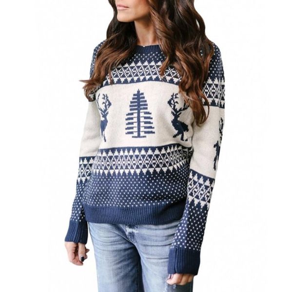sweater with deers women casual long sleeve ugly christmas knitted sweater ladies new year's pullover 2019, White;black
sweater with deers women casual long sleeve ugly christmas knitted sweater ladies new year's pullover 2019, White;black
