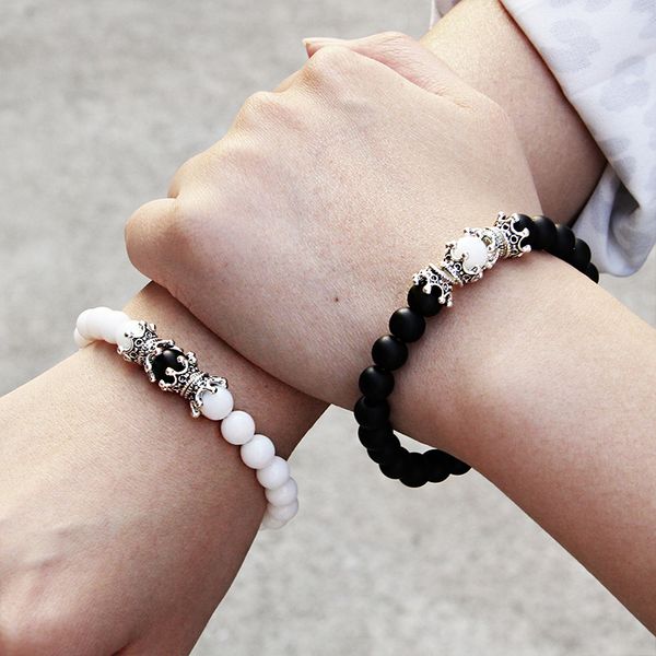 fashion distance couple jewelry micro pave cz crown charm bracelet natural stone beaded bracelet bangles for women men pulseira, Black
fashion distance couple jewelry micro pave cz crown charm bracelet natural stone beaded bracelet bangles for women men pulseira, Black
