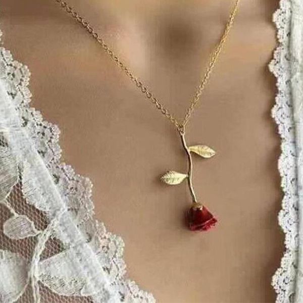necklace christmas gift new jewelry creative drop delicate red rose pendant necklace for girlfriend valentine gift, Silver
necklace christmas gift new jewelry creative drop delicate red rose pendant necklace for girlfriend valentine gift, Silver
