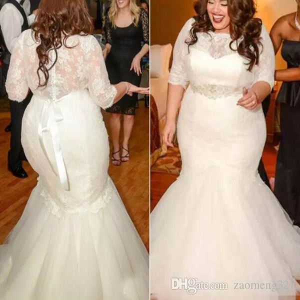 wholesale plus size wedding dress half sleeves tulle bridal gowns mermaid tulle lace women bridal dress, White
wholesale plus size wedding dress half sleeves tulle bridal gowns mermaid tulle lace women bridal dress, White