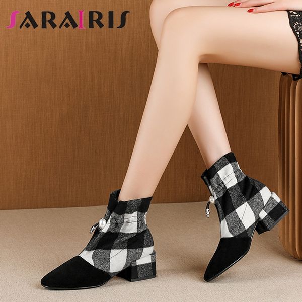 sarairis new brand women's kid suede ankle boots women elegant patchwork booties ladies 5cm med heel mixed colors shoes woman, Black
sarairis new brand women's kid suede ankle boots women elegant patchwork booties ladies 5cm med heel mixed colors shoes woman, Black