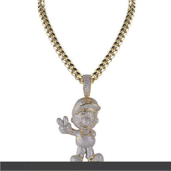 2020 fashion cz cubic zircon gold super mario iced out chain pendant necklace hip hop jewelry statement necklaces men1, Silver
2020 fashion cz cubic zircon gold super mario iced out chain pendant necklace hip hop jewelry statement necklaces men1, Silver