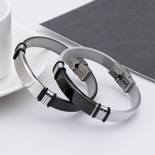 cuff genuine silicone bracelet men homme steel/black stainless steel buckle mens bracelets 2021 punk jewelry gifts, White
cuff genuine silicone bracelet men homme steel/black stainless steel buckle mens bracelets 2021 punk jewelry gifts, White