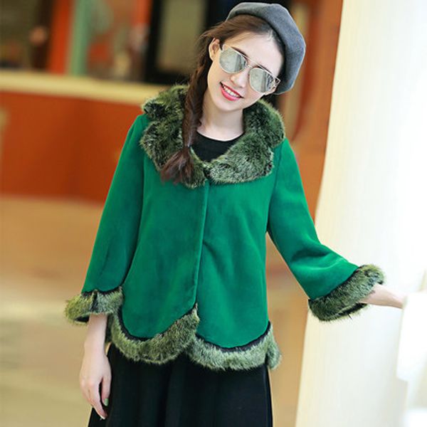 women fashion fur collar coat n32, Black
