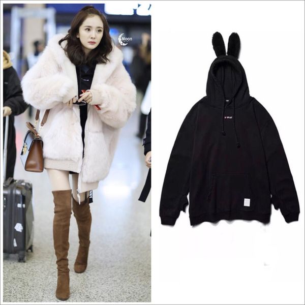 ear long fleece hoodies sweatshirts women warm velvet hooded pullovers yang mi sweatshirt clothes, Black
ear long fleece hoodies sweatshirts women warm velvet hooded pullovers yang mi sweatshirt clothes, Black