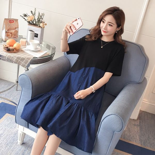 denim patchwork cotton maternity dresses summer korean fashion plus size clothes dress pregnant dresses pregnancy clothes, White
denim patchwork cotton maternity dresses summer korean fashion plus size clothes dress pregnant dresses pregnancy clothes, White