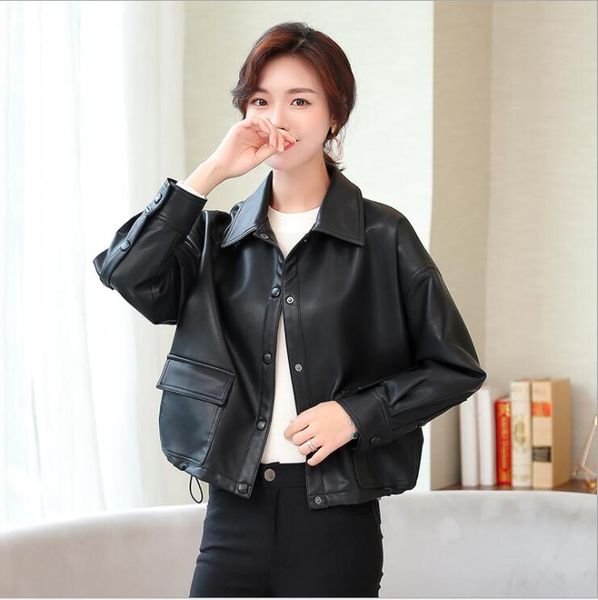 2019 new girl motorcycle faux leather jackets lady england japan style long sleeve autumn winter biker street wear beige coat, Black
2019 new girl motorcycle faux leather jackets lady england japan style long sleeve autumn winter biker street wear beige coat, Black