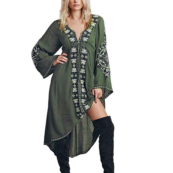 new arrival women bohemian v-neck solid embroidery long sleeve loose ladies knee-dress 12.24, Black;gray
new arrival women bohemian v-neck solid embroidery long sleeve loose ladies knee-dress 12.24, Black;gray
