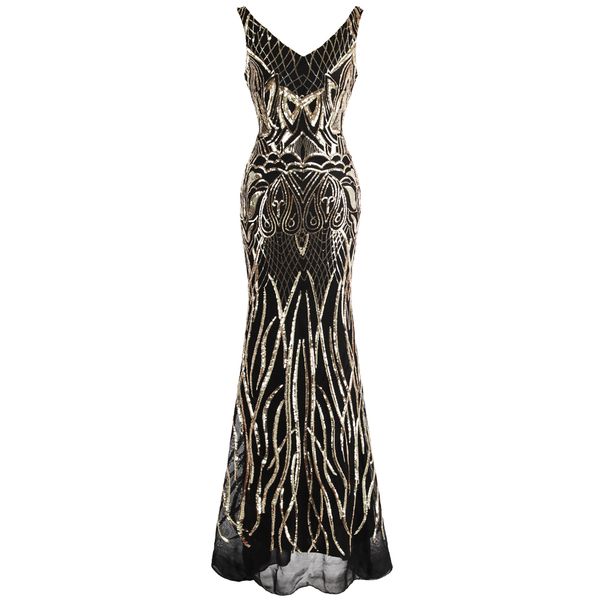 angel fashions women's v neck gold pattern sequin prom party sleeveless flapper mermaid long backless black evening dress 412, Black;red
angel fashions women's v neck gold pattern sequin prom party sleeveless flapper mermaid long backless black evening dress 412, Black;red