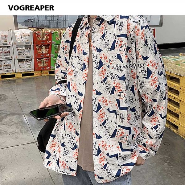 men's casual shirts spring autumn fashion harajuku men funny poker printed long sleeve blouse streetwear design loose shirt, White;black
men's casual shirts spring autumn fashion harajuku men funny poker printed long sleeve blouse streetwear design loose shirt, White;black