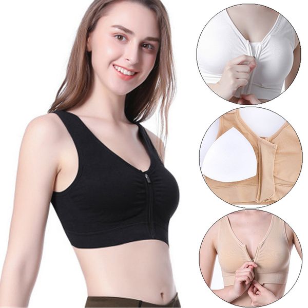 women front zipper sport bra black padded yoga brassiere fitness sports tank female sport yoga bra push up sports, White;black
women front zipper sport bra black padded yoga brassiere fitness sports tank female sport yoga bra push up sports, White;black