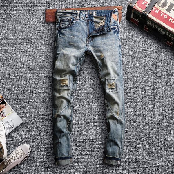italian style fashion men jeans retro spliced slim ripped jeans men vintage designer streetwear hip hop biker pants homme, Blue
italian style fashion men jeans retro spliced slim ripped jeans men vintage designer streetwear hip hop biker pants homme, Blue