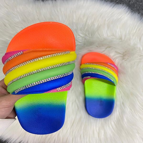 summer bling woman slippers rhinestone rainbow color beautiful elegant lady slides flat outdoor sandals comfortable flip flops, Black
summer bling woman slippers rhinestone rainbow color beautiful elegant lady slides flat outdoor sandals comfortable flip flops, Black