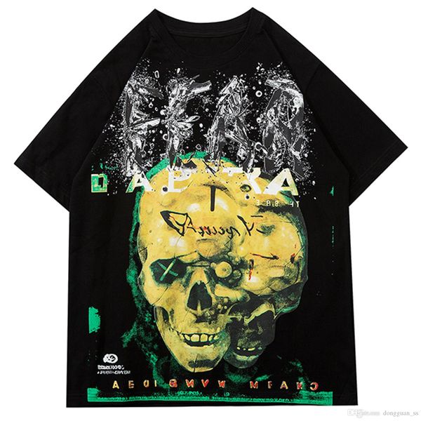 green skull harajuku t-shirt men's 2020 hip hop graffiti street short sleeve t-shirt cotton tee, White;black
green skull harajuku t-shirt men's 2020 hip hop graffiti street short sleeve t-shirt cotton tee, White;black