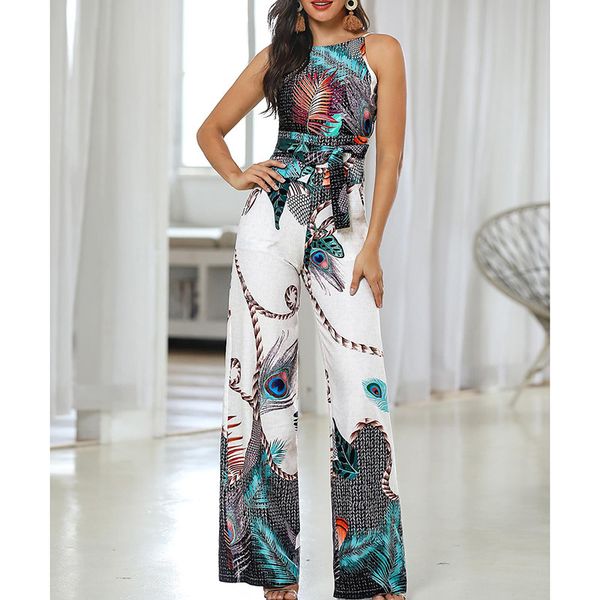 women's jumpsuits & rompers spaghetti strap peacock print jumpsuit for women summer 2021 sashes sleevelss wide leg pants long casual ov, Black;white
women's jumpsuits & rompers spaghetti strap peacock print jumpsuit for women summer 2021 sashes sleevelss wide leg pants long casual ov, Black;white
