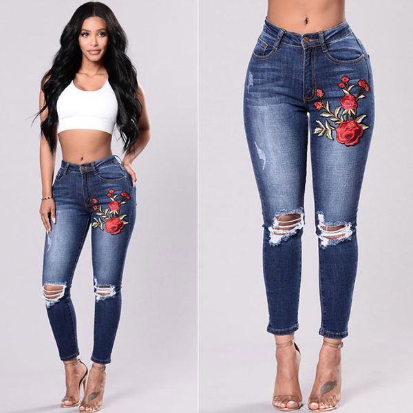 2019 autumn europe and america new style women's pants wish slim fit embroidery with holes cowboy trousers wom, Blue
2019 autumn europe and america new style women's pants wish slim fit embroidery with holes cowboy trousers wom, Blue
