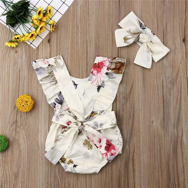 baby rompers jumpsuits floral print backless sleeveless ruffled girl romper + headband 2pcs/set ins infant bodysuit kids clothing set a32105, White
baby rompers jumpsuits floral print backless sleeveless ruffled girl romper + headband 2pcs/set ins infant bodysuit kids clothing set a32105, White