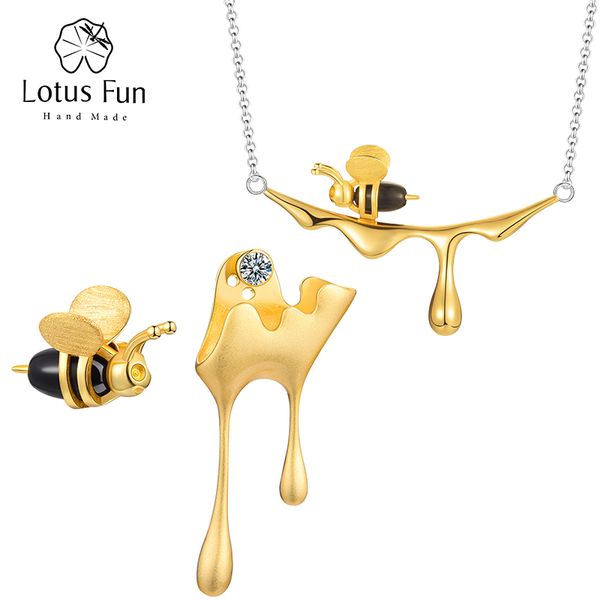 lotus fun real 925 sterling silver handmade fine jewelry 18k gold bee and dripping honey jewelry set for women gift, Black
lotus fun real 925 sterling silver handmade fine jewelry 18k gold bee and dripping honey jewelry set for women gift, Black