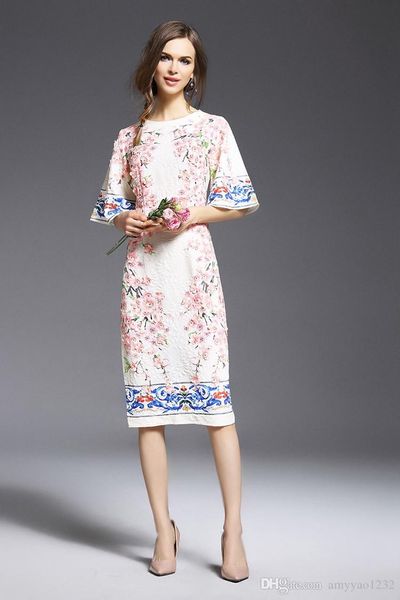 2018 half sleeves brand style runway dresses fashion solid peach blossom petals embroidery jacquard cotton dresses women 36850, Black
2018 half sleeves brand style runway dresses fashion solid peach blossom petals embroidery jacquard cotton dresses women 36850, Black