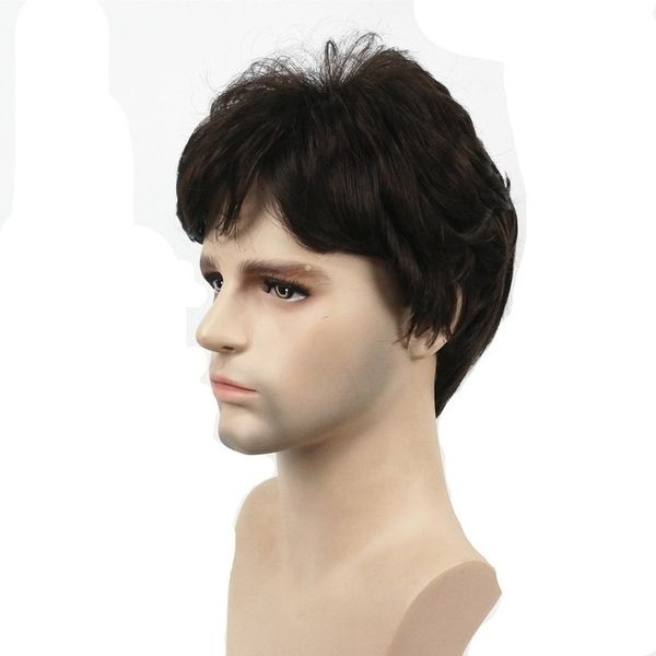 mens wigs short straight hair dark brown natural synthetic full wig, Black
mens wigs short straight hair dark brown natural synthetic full wig, Black