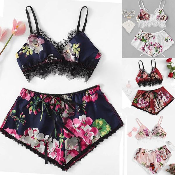 fashion women sleepwear set lace satin trim floral bow lingerie set pajamas babydoll nightwear, Black;red
fashion women sleepwear set lace satin trim floral bow lingerie set pajamas babydoll nightwear, Black;red
