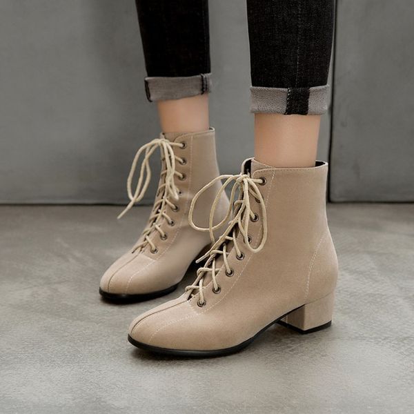 bootee woman 2019 lace up boots booties ladies women's shoes autumn round toe large size med winter rubber rock square heel, Black
bootee woman 2019 lace up boots booties ladies women's shoes autumn round toe large size med winter rubber rock square heel, Black