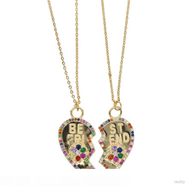 2 pcs set brake heart gold plated fashion necklace friend gift lover gift rainbow cz paved fashion jewelry, Silver
2 pcs set brake heart gold plated fashion necklace friend gift lover gift rainbow cz paved fashion jewelry, Silver