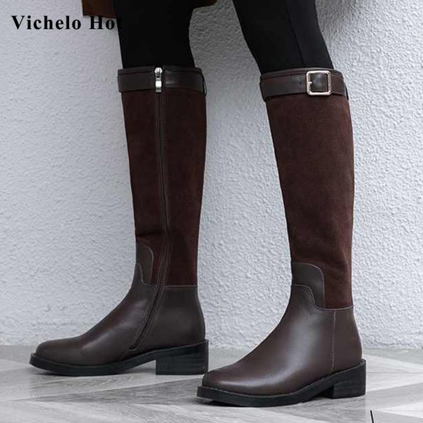 vichelo genuine leather fashion riding boots round toe med heels zipper belt buckle winter women warm thigh high boots l77, Black
vichelo genuine leather fashion riding boots round toe med heels zipper belt buckle winter women warm thigh high boots l77, Black