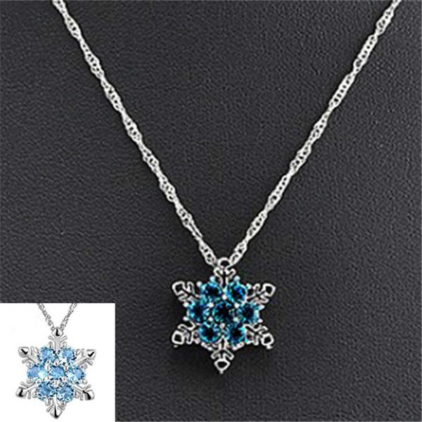 christmas blue gifts white pendant women's holiday decoration snowlake necklace, Silver
christmas blue gifts white pendant women's holiday decoration snowlake necklace, Silver