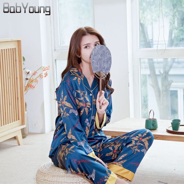 

babyoung summer pyjamas satin silk women pajamas sets pijamas mujer zebra pattern femme long sleeve sleepwear female homewear, Blue;gray