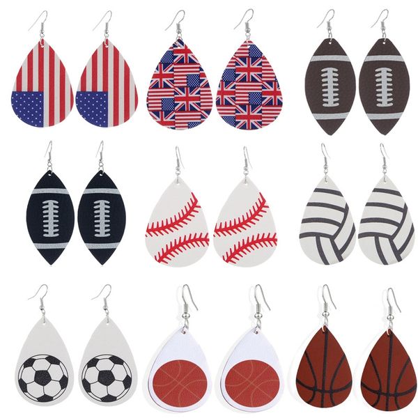 9 pairs of women's leather earrings baseball football dangle earrings water drop leather, Silver
9 pairs of women's leather earrings baseball football dangle earrings water drop leather, Silver
