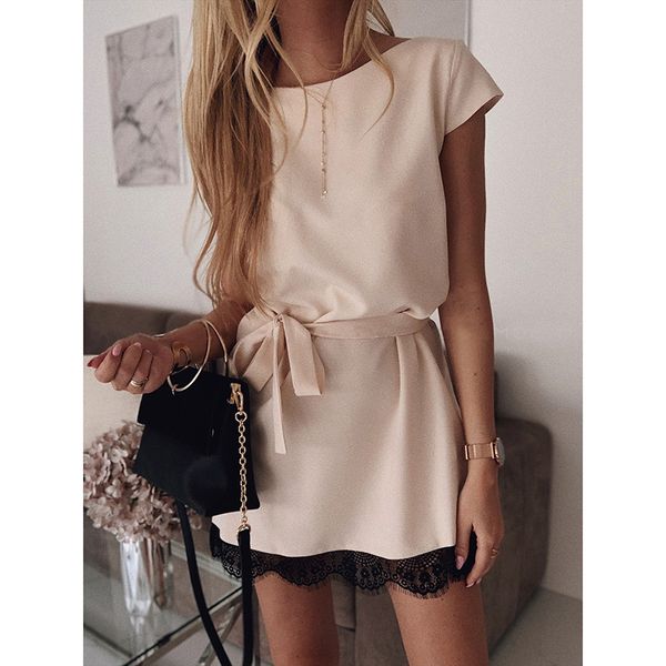 women dress short sleeve straight lace mini party dresses summer elegant robe femme womens clothing, Black;gray
women dress short sleeve straight lace mini party dresses summer elegant robe femme womens clothing, Black;gray