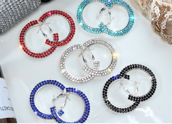 european and american fashion exaggeration sets full diamond c type earring water diamond color diamond double row drill earring female, Silver
european and american fashion exaggeration sets full diamond c type earring water diamond color diamond double row drill earring female, Silver