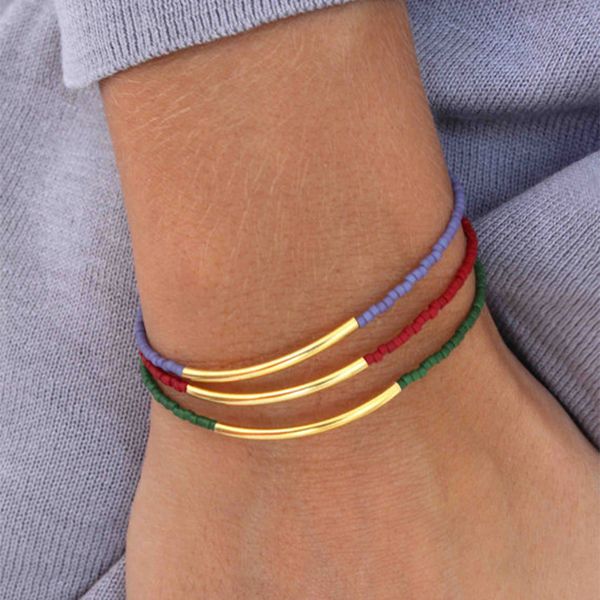 link, chain multilayer copper tube rice beads bracelet wholesale red green blue beaded metal three piece set simple fashion jewelry, Black
link, chain multilayer copper tube rice beads bracelet wholesale red green blue beaded metal three piece set simple fashion jewelry, Black
