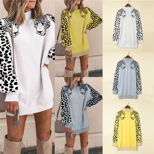 autumn winter womens designer hoodies turtleneck solid color leopard print long sleeve mini dress casual female clothing, Black
autumn winter womens designer hoodies turtleneck solid color leopard print long sleeve mini dress casual female clothing, Black