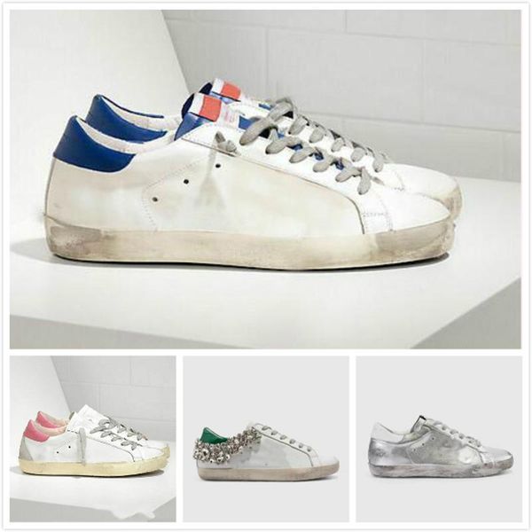 golden sneakers classic white do-old italy deluxe brand sequin dirty shoes designer superstar man and women casual shoes original box, Black