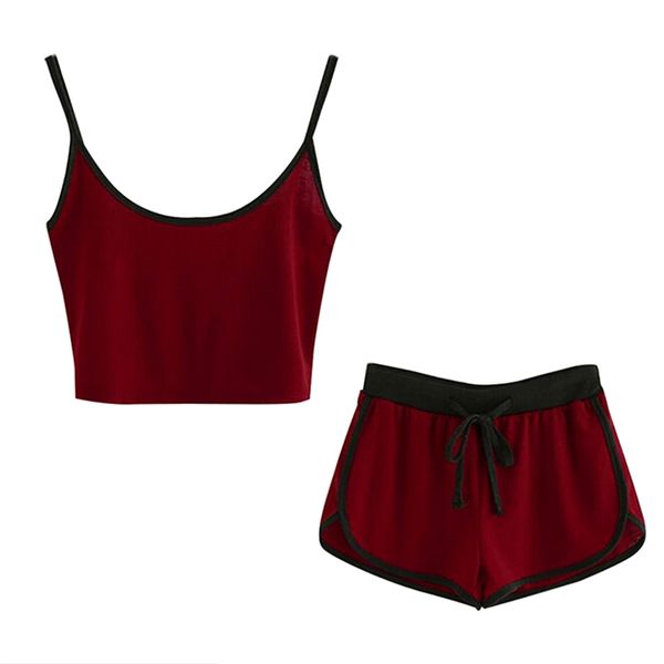 fashion women's solid sleepwear satin silk crop cloth sets sling sleeveless v neck backless and high-waist shorts s-xl, Black;red
fashion women's solid sleepwear satin silk crop cloth sets sling sleeveless v neck backless and high-waist shorts s-xl, Black;red