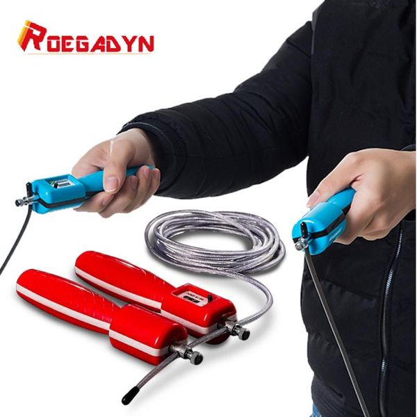 roegadyn jumping rope crossfit training wire jump ropes digital adjustable rope with roating cable for sports men and women