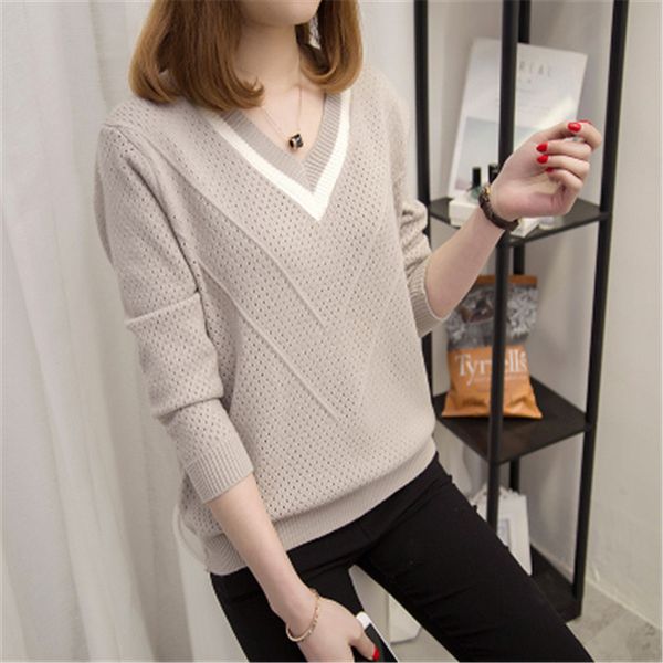 women's sweaters women and pullovers 2021 spring autumn korean hollow womens loose knitted sweater female v-neck pullover, White;black
women's sweaters women and pullovers 2021 spring autumn korean hollow womens loose knitted sweater female v-neck pullover, White;black