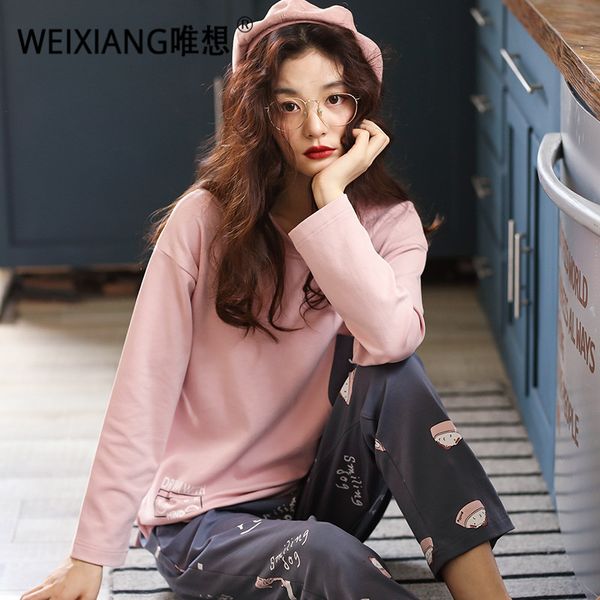 weixiang 2019 new pajamas sets women100% cotton carton fashion women sleepwear suit 2 piece spring home lounge, Blue;gray
weixiang 2019 new pajamas sets women100% cotton carton fashion women sleepwear suit 2 piece spring home lounge, Blue;gray
