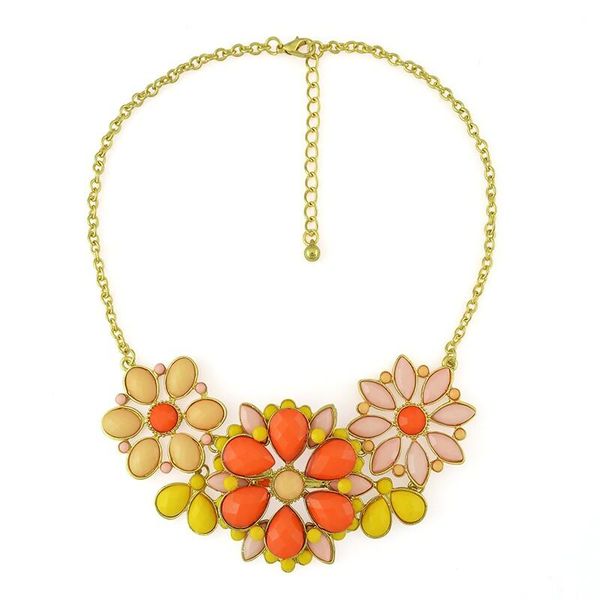 fashion gold plated alloy resin 4 colors big flower choker necklace, Golden;silver 
fashion gold plated alloy resin 4 colors big flower choker necklace, Golden;silver
