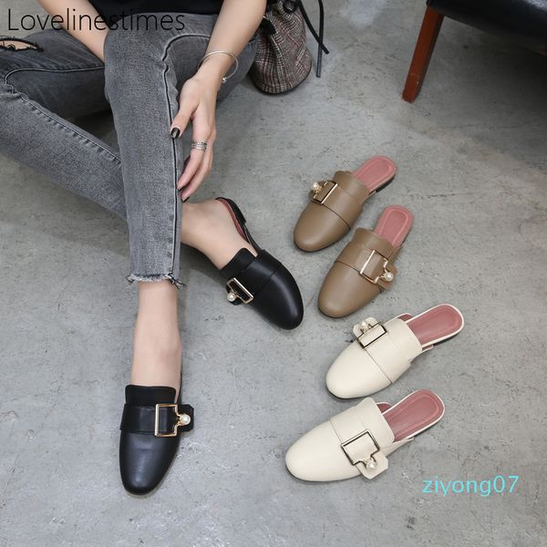 flat sandals women shoes 2020 summer new black leather round toe square buckle pearl buckle half slippers fashion women shoes 07z
flat sandals women shoes 2020 summer new black leather round toe square buckle pearl buckle half slippers fashion women shoes 07z
