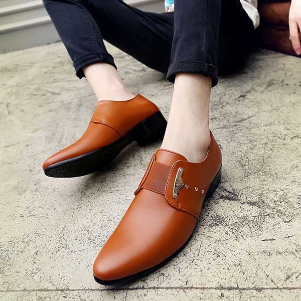 men formal shoes mens slip-on shoes pu leather brown black elastic band men dress shoes office party wedding
men formal shoes mens slip-on shoes pu leather brown black elastic band men dress shoes office party wedding