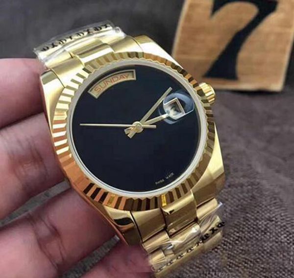 mens automatic 36mm day date watch glide smooth black face mechanics men's watches sapphire original 18k gold stainless steel clasp, Slivery;brown
mens automatic 36mm day date watch glide smooth black face mechanics men's watches sapphire original 18k gold stainless steel clasp, Slivery;brown