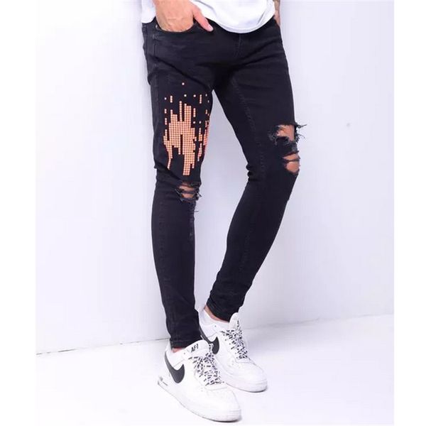 мужчины эластичный ripped тощий хип-хоп геометрическая печати разрушенный отверстие тесьмой slim fit denim scratched высокое качество нового, Black
мужчины эластичный ripped тощий хип-хоп геометрическая печати разрушенный отверстие тесьмой slim fit denim scratched высокое качество нового, Black